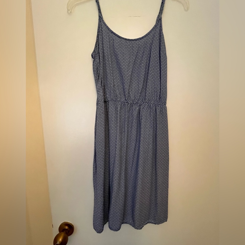 Small Old Navy Blue Geometric Midi Printed Dress